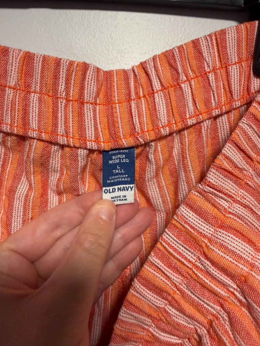 Old Navy Super Wide Leg High Rise Linen Blend Stripe Pant Large T - Picture 7 of 8